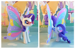 Size: 1306x850 | Tagged: safe, artist:krowzivitch, derpibooru import, rarity, pony, figurine, glimmer wings, irl, photo, rarity's glasses, solo, wings