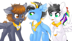 Size: 3780x2160 | Tagged: safe, artist:schokocream, derpibooru import, oc, oc:lightning bliss, alicorn, pegasus, pony, alicorn oc, eyelashes, female, horn, mare, neckerchief, simple background, smiling, white background, wings