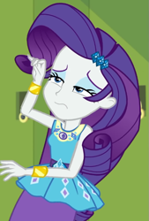 Size: 449x666 | Tagged: safe, derpibooru import, screencap, rarity, better together, equestria girls, holidays unwrapped, cropped, geode of shielding, magical geodes, o come all ye squashful, solo