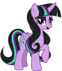 Size: 4651x5342 | Tagged: safe, artist:severity-gray, derpibooru import, twilight sparkle, twilight sparkle (alicorn), alicorn, pony, absurd resolution, bedroom eyes, eyeshadow, female, lipstick, looking at you, makeup, mare, raised hoof, raised leg, simple background, smiling, smiling at you, solo, transparent background, twivine sparkle