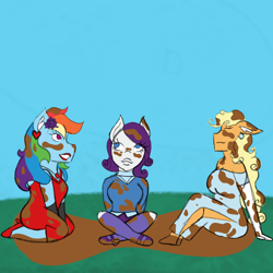 Size: 2048x2048 | Tagged: safe, artist:mintymelody, derpibooru import, applejack, rainbow dash, rarity, mud, muddy