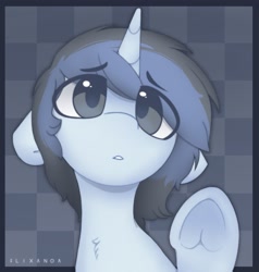 Size: 1341x1409 | Tagged: safe, artist:flixanoa, derpibooru import, oc, oc only, pony, unicorn, ears, floppy ears, solo, underhoof