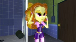Size: 1024x575 | Tagged: safe, artist:undeadponysoldier, adagio dazzle, equestria girls, 3d, bathroom, beautiful, door, fabulous, gmod, happy, lidded eyes, light switch, shower, smiling, solo, sunset's apartment