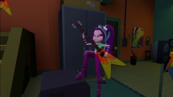 Size: 1024x575 | Tagged: safe, artist:undeadponysoldier, aria blaze, equestria girls, 3d, amplifier, eyes closed, gmod, guitar, happy, hardcore, jamming out, metal as fuck, musical instrument, rock and roll, rock on, sunset's apartment