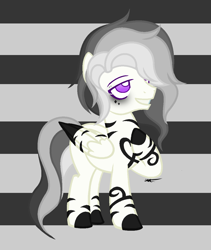 Size: 1016x1204 | Tagged: safe, artist:stelladiamond, derpibooru import, oc, oc:sterling onyx, zebra, male, solo, striped background, zebrasus