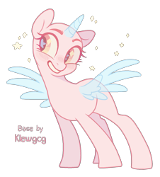 Size: 1398x1544 | Tagged: safe, artist:klewgcg, derpibooru import, oc, oc only, alicorn, pony, alicorn oc, bald, base, eyelashes, female, grin, horn, mare, simple background, smiling, solo, starry eyes, transparent background, wingding eyes, wings