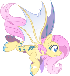 Size: 1280x1394 | Tagged: safe, artist:rohans-ponies, derpibooru import, fluttershy, bat pony, pony, alternate design, bat ponified, flutterbat, race swap, simple background, solo, species swap, transparent background