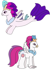 Size: 1914x2616 | Tagged: safe, artist:supahdonarudo, derpibooru import, queen novo, hippogriff, merpony, sea pony, g1, my little pony: the movie, bow, duality, g4 to g1, generation leap, simple background, style emulation, transparent background