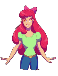 Size: 1280x1656 | Tagged: safe, artist:redheaddraws, apple bloom, human, humanized, older, solo