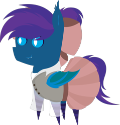 Size: 5795x6073 | Tagged: safe, artist:tikibat, derpibooru exclusive, derpibooru import, oc, oc only, oc:stardust, oc:stardust(cosmiceclipse), bat pony, pony, bat pony oc, bat wings, bow, clothes, crossdressing, ear fluff, ears, eyeshadow, fangs, hair bow, makeup, male, membranous wings, simple background, skirt, slit eyes, socks, solo, stallion, striped socks, transparent background, wings