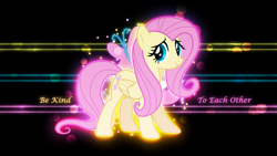 Size: 3840x2160 | Tagged: safe, artist:cloudyglow, artist:game-beatx14, artist:yanoda, derpibooru import, edit, fluttershy, pegasus, pony, female, mare, solo, text, wallpaper, wallpaper edit