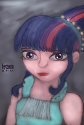 Size: 2660x3970 | Tagged: safe, derpibooru import, twilight sparkle, equestria girls, friendship through the ages, eye clipping through hair, eyebrows, eyebrows visible through hair, female, high res, solo, uncanny valley