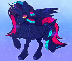 Size: 1280x1090 | Tagged: safe, artist:sadelinav, derpibooru import, oc, alicorn, pony, female, mare, one eye closed, solo, wink