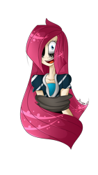 Size: 1836x3264 | Tagged: safe, artist:herusann, derpibooru import, pinkie pie, human, :d, clothes, female, humanized, makeup, open mouth, open smile, pinkamena diane pie, running makeup, simple background, smiling, solo, transparent background