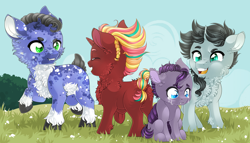 Size: 4960x2834 | Tagged: safe, artist:schokocream, derpibooru import, oc, oc only, earth pony, chest fluff, colt, crying, earth pony oc, male, outdoors, raised hoof, raised leg, sad, smiling