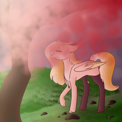 Size: 1000x1000 | Tagged: safe, artist:pokaparida, derpibooru import, oc, oc:mrochina, pegasus, pony, female, mare, solo, tree