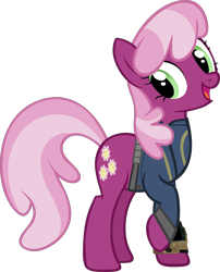 Size: 3092x3828 | Tagged: safe, artist:ponygamer2020, derpibooru import, cheerilee, earth pony, pony, fallout equestria, clothes, cutie mark, fallout, female, happy, high res, jumpsuit, looking back, mare, open mouth, open smile, pipboy, raised hoof, raised leg, simple background, smiling, solo, transparent background, vault suit, vector