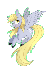 Size: 2000x2946 | Tagged: safe, artist:herusann, derpibooru import, derpy hooves, pegasus, pony, colored hooves, eyelashes, female, flying, mare, simple background, smiling, solo, transparent background