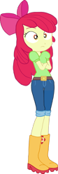 Size: 667x2000 | Tagged: safe, derpibooru import, apple bloom, better together, equestria girls, holidays unwrapped, adorabloom, apple bloom's bow, belt, boots, bow, clothes, crossed arms, cute, hair bow, jeans, pants, shoes, the cider louse fools