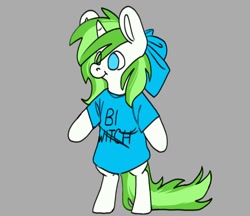 Size: 1060x916 | Tagged: artist needed, safe, derpibooru import, oc, oc:minty root, unicorn, bow, clothes, shirt, t-shirt