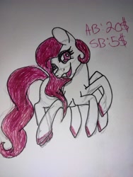 Size: 3120x4160 | Tagged: safe, artist:egodeath, derpibooru import, oc, oc only, monster pony, spider, adoptable, bid, paper, pencil drawing, red eyes, solo, spider-pony, traditional art