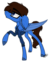 Size: 1450x1843 | Tagged: safe, artist:beamybutt, derpibooru import, oc, oc only, pegasus, pony, clothes, colored hooves, ear fluff, ears, looking up, male, pegasus oc, raised hoof, raised leg, simple background, stallion, transparent background, wings