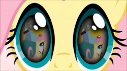 Size: 1280x720 | Tagged: safe, derpibooru import, screencap, discord, fluttershy, draconequus, pegasus, pony, keep calm and flutter on, magical mystery cure, season 3, a true true friend, eye reflection, female, flashback, male, reflection, solo
