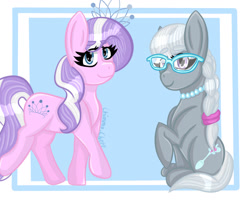 Size: 1280x1024 | Tagged: safe, artist:anastasiaplisetskaya, derpibooru import, diamond tiara, silver spoon, earth pony, pony, duo, female, filly, foal, ponytober