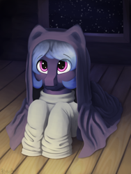 Size: 2250x3000 | Tagged: safe, artist:stardustspix, derpibooru import, oc, oc:kyanite arc, pony, blanket, clothes, cute, male, oversized clothes, solo, sweater, wood