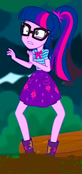 Size: 367x780 | Tagged: safe, derpibooru import, edit, sci-twi, twilight sparkle, better together, equestria girls, stressed in show, stressed in show: fluttershy, boots, clothes, mud, mud edit, shoes, skirt, solo, stressed, stuck