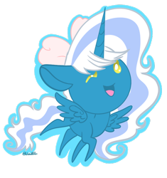 Size: 740x787 | Tagged: safe, artist:wicked-red-art, derpibooru import, oc, oc:fleurbelle, alicorn, alicorn oc, bow, chibi, cute, female, golden eyes, hair bow, horn, mare, simple background, smol, transparent background, wings