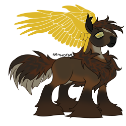 Size: 2000x2000 | Tagged: safe, artist:renhorse, derpibooru import, oc, horse, male, simple background, solo, transparent background, wing ears, wings