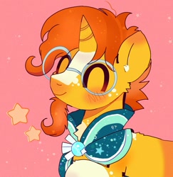 Size: 997x1024 | Tagged: safe, artist:bug-roux, derpibooru import, sunburst, pony, unicorn, ^^, blushing, cute, eyes closed, happy, male, smiling, solo, stallion, sunbetes