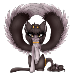 Size: 2177x2238 | Tagged: safe, artist:beamybutt, derpibooru import, oc, oc only, pegasus, pony, ear fluff, ears, eyelashes, female, horns, mare, raised hoof, raised leg, simple background, sitting, spread wings, transparent background, wings