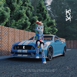 Size: 1085x1085 | Tagged: safe, artist:creatorofpony, artist:ziy_onyx, derpibooru import, rainbow dash, equestria girls, 3d, blender, car, cycles, female, looking at you, not sfm, sitting, smiling, smiling at you, solo