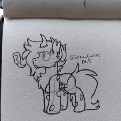 Size: 2314x2314 | Tagged: safe, artist:drheartdoodles, derpibooru import, oc, oc only, oc:pop rocks, changeling, chest fluff, fangs, fluffy, traditional art