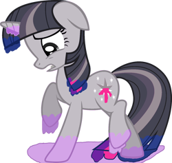 Size: 1280x1211 | Tagged: safe, artist:tamalesyatole, artist:wardex101, derpibooru import, edit, twilight sparkle, unicorn twilight, pony, unicorn, the crystal empire, color loss, discorded, discorded twilight, female, mare, raised hoof, raised leg, shocked, simple background, solo, transparent background, vector