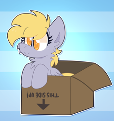 Size: 1585x1670 | Tagged: safe, artist:saveraedae, derpibooru import, derpy hooves, pegasus, pony, box, cheek fluff, chest fluff, cute, female, filly, filly derpy, foal, pony in a box, solo, younger