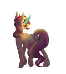 Size: 900x1000 | Tagged: safe, artist:waywardberkian, derpibooru import, sunset shimmer, pony, unicorn, butt, female, glowing, glowing horn, horn, plot, simple background, solo, transparent background