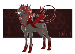 Size: 1920x1397 | Tagged: safe, artist:dementra369, derpibooru import, oc, oc only, oc:crimson fist, pony, cross, inverted cross, pentagram, simple background, solo, transparent background, trident