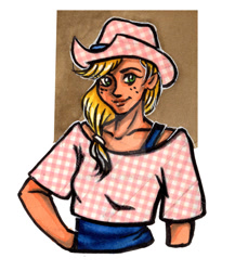 Size: 900x983 | Tagged: safe, artist:mamaood, derpibooru import, applejack, equestria girls, cowboy hat, female, freckles, hat, plaid, smiling, solo