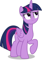 Size: 3945x5700 | Tagged: safe, artist:t.s. lightner, derpibooru import, twilight sparkle, twilight sparkle (alicorn), alicorn, pony, school raze, .svg available, absurd resolution, female, folded wings, frown, horn, mare, multicolored mane, multicolored tail, purple eyes, raised hoof, raised leg, shadow, simple background, solo, standing, svg, tail, transparent background, vector, wings