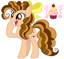 Size: 1206x1125 | Tagged: safe, artist:madlilon2051, derpibooru import, oc, oc only, earth pony, pony, balloon, base used, bow, cupcake, eyelashes, female, food, hair bow, mare, offspring, parent:cheese sandwich, parent:pinkie pie, parents:cheesepie, raised hoof, raised leg, simple background, smiling, solo, transparent background