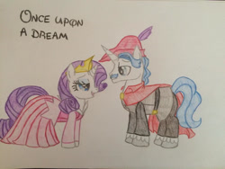 Size: 960x720 | Tagged: safe, artist:gibina4ever, derpibooru import, fancypants, rarity, clothes, crossover, disney, dress, female, male, once upon a dream, raripants, shipping, sleeping beauty, straight, traditional art