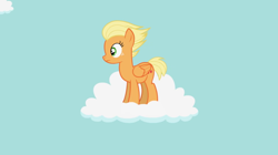 Size: 852x477 | Tagged: safe, artist:agrol, derpibooru import, applejack, pegasus, pony, alternate hairstyle, cloud, flapplejack, hairstyle, let's start the game, on a cloud, race swap, standing on a cloud, youtube link