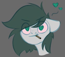 Size: 1087x953 | Tagged: safe, artist:pollynia, oc, oc only, oc:pencil pusher, earth pony, bust, cigarette, earth pony oc, heart, heart eyes, male, portrait, smoking, solo, stallion, wingding eyes