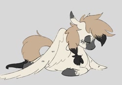 Size: 1115x778 | Tagged: safe, artist:woollyart, derpibooru import, oc, oc only, oc:sleepy frostbite, pegasus, pony, eyes closed, lying down, solo, spread wings, wings