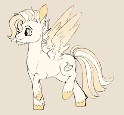 Size: 1042x966 | Tagged: safe, artist:woollyart, derpibooru import, oc, oc only, oc:dulce meringue, pegasus, pony, smiling, solo, spread wings, wings