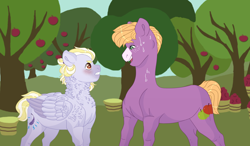 Size: 3500x2048 | Tagged: safe, artist:rainydayjitters, derpibooru import, little mac, oc, oc:pastel storm, pegasus, pony, high res