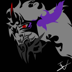 Size: 800x800 | Tagged: safe, artist:ccphony, derpibooru import, king sombra, pony, unicorn, black background, bust, dark magic, magic, male, minimalist, signature, simple background, sombra eyes, stallion